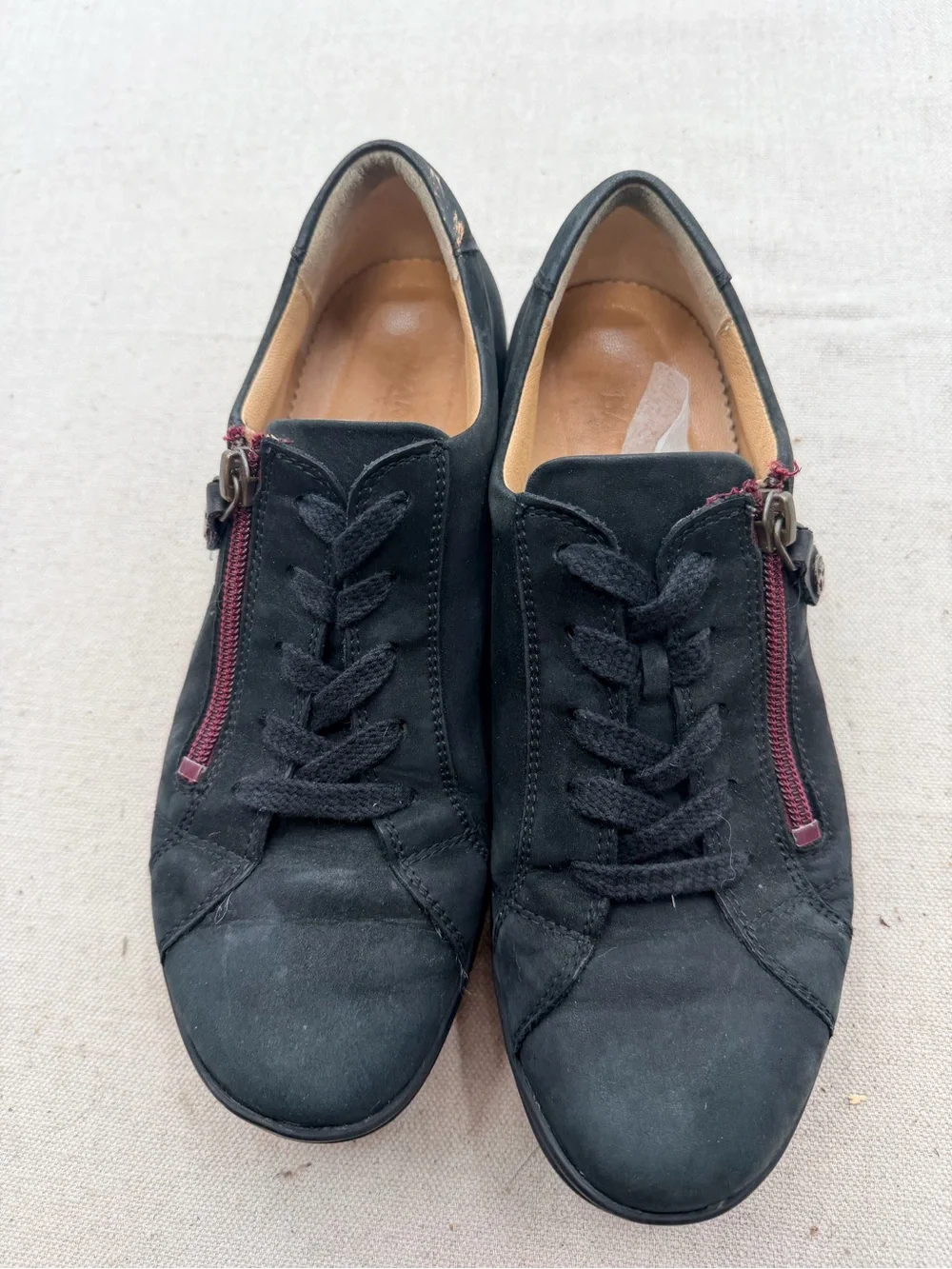 Hartjes Black Suede Casual Lace-Up Sneakers with Side Zip